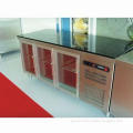 Glass door for kitchen fittings with aluminum frame